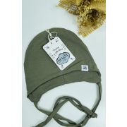 Шапочка-чепчик «Пандочка» в рубчик, с завязками